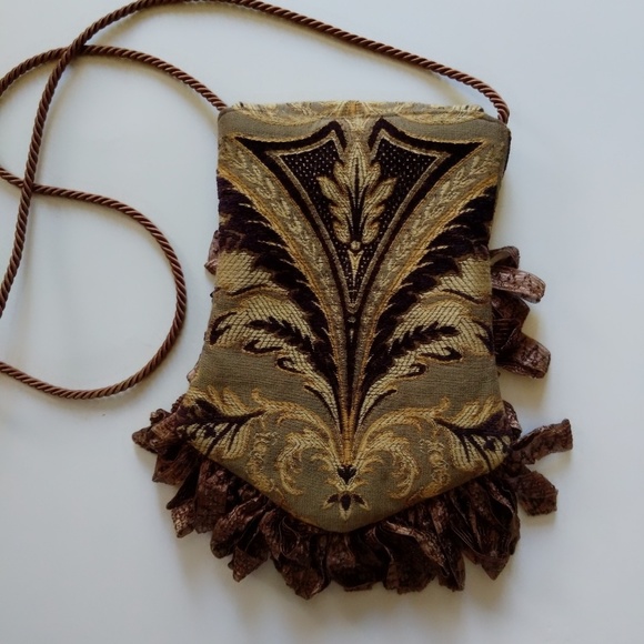 Bohemian Tapestry Purse Fringe Gypsy Streampunk - Picture 4 of 8